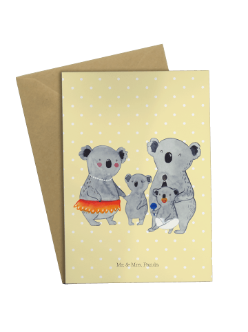 Mr. & Mrs. Panda Grußkarte Koala Familie ohne Spruch in Gelb Pastell