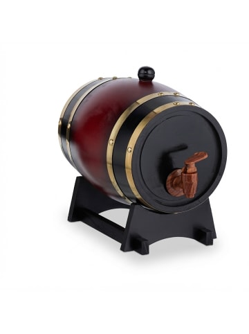 relaxdays Holzfass in Rot/ Schwarz - 2,2 l