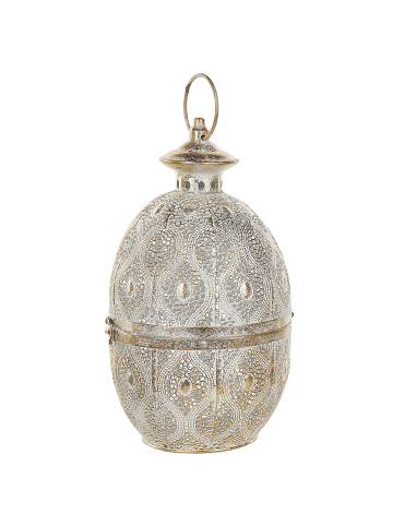 Beliani Laterne AMORGOS in Gold/Weiß - (W) 19 x (H) 34 x (L) 19 cm