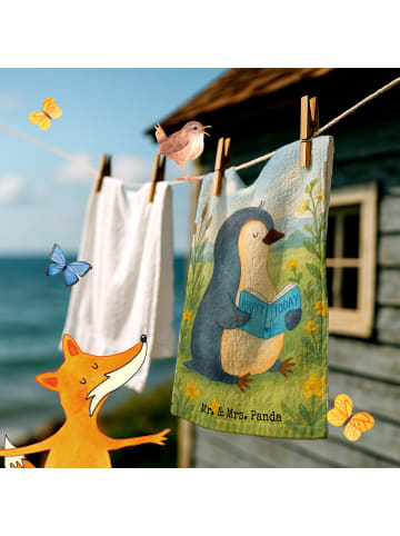 Mr. & Mrs. Panda Handtuch Pinguin Buch Design ohne Spruch in Weiß