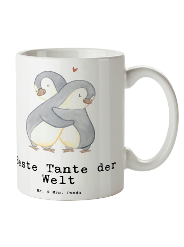 Mr. & Mrs. Panda Porzellantasse Pinguin Beste Tante der Welt mit... in Weiß
