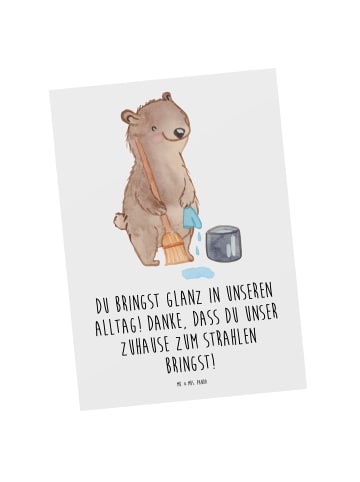 Mr. & Mrs. Panda Grußkarte Glanz Putzfrau mit Spruch in Weiß