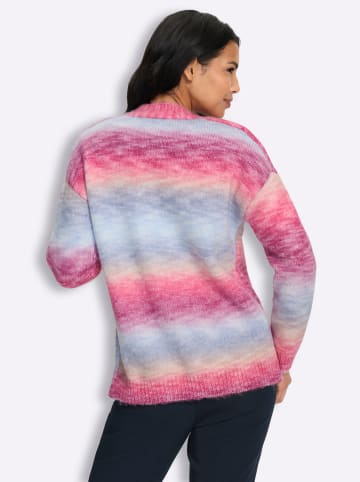 Sieh an! Strickjacke in fuchsia-taubenblau-gemustert