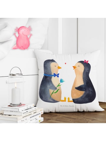 Mr. & Mrs. Panda Zierkissen Pinguin Pärchen ohne Spruch in Weiß