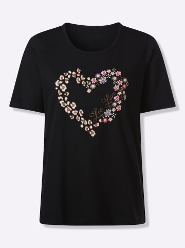 Sieh an! Rundhals-Shirt in schwarz-braun-bedruckt