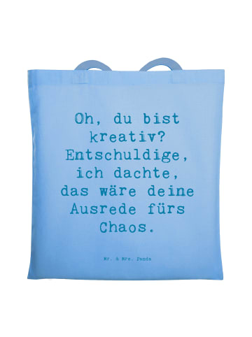 Mr. & Mrs. Panda Einkaufstasche Spruch Kreatives Chaos mit Spruch in Sky Blue