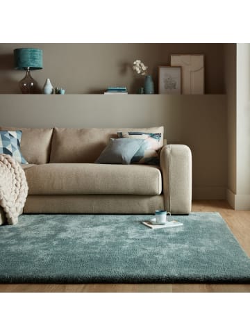 KADIMA DESIGN Hochflor Teppich waschbar Unifarben, Schlafzimmer in Türkis