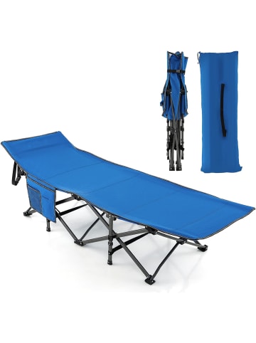 COSTWAY Campingbett mit Seitentasche in Blau