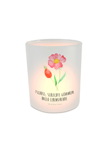 Mr. & Mrs. Panda Glas Windlicht Blume HageRundunge mit Spruch in Transparent