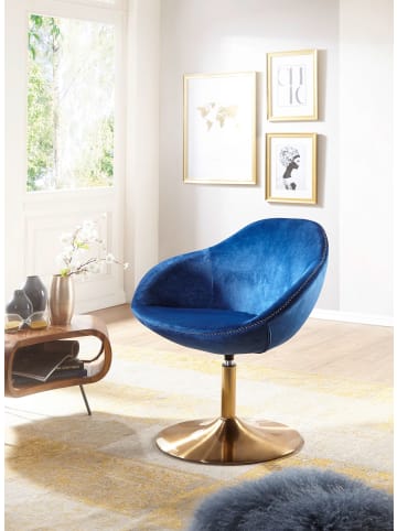 KADIMA DESIGN Loungesessel mit Drehfunktion, bequem, grün-gold, Samt- und Polyesterbezug in Blau