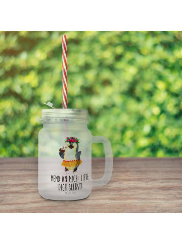 Mr. & Mrs. Panda Mason Jar Pinguin Kokosnuss mit Spruch in Transparent