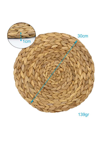 Intirilife 6x Platzset aus Seegras 30 cm abwischbare Tischuntersetzer in Natur