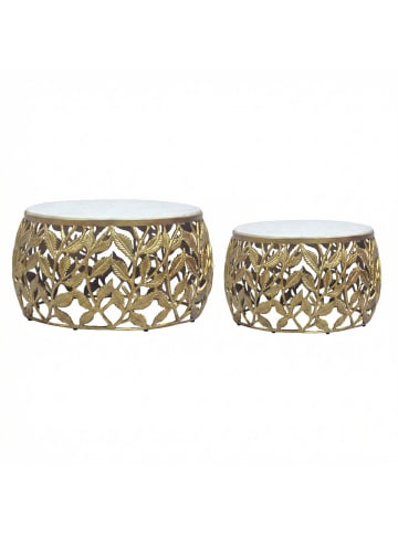 FineBuy Couchtisch in Gold / Marmor / 60x60x33