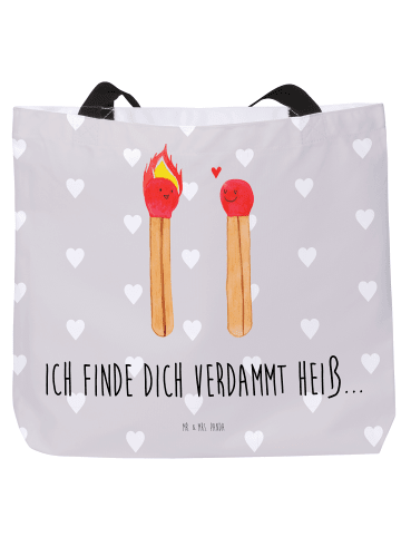 Mr. & Mrs. Panda Tote Bag Streichhölzer mit Spruch in Grau Pastell