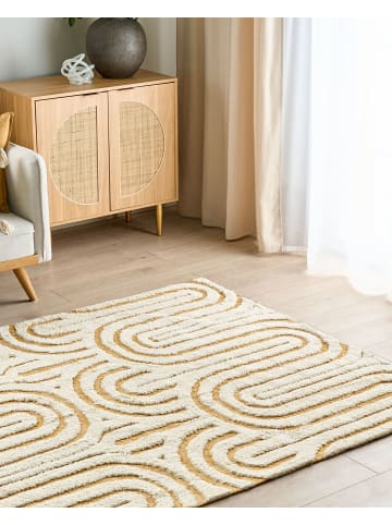 Beliani Kurzflor PERAI in Weiß/Gelb - (W) 160 x (L) 230 cm