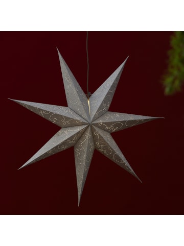 STAR Trading Papierstern Weihnachtsstern Leuchtstern hängend 7-zackig 75cm silber