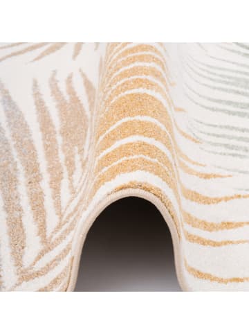 Pergamon Teppich Faro Tropical Blätter Rund in beige