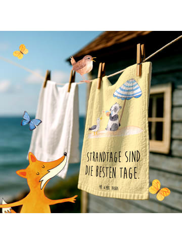 Mr. & Mrs. Panda Gästehandtuch Sommer Strandtage mit Spruch in Gelb Pastell