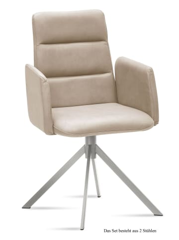 58 aufm Kessel ARMLEHNSTUHL (2er-Set) Dorlen 52x92x60 Edelstahl/Cognac