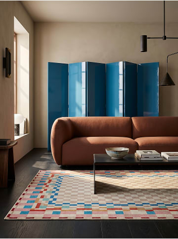 KADIMA DESIGN DAHLIA Designerteppich Schachbrett-Bordüre kariert edel 140x200 Multi in Multi
