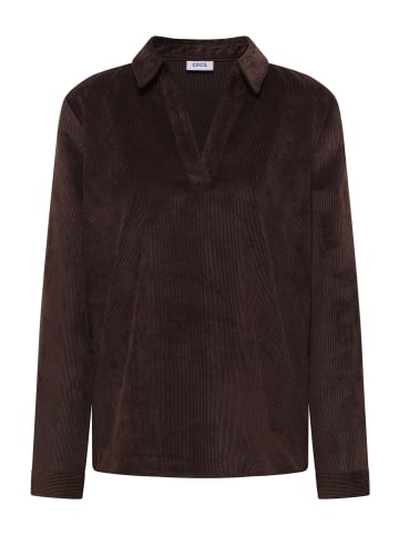 Cecil Corduroy Splitneck Blouse in Tartufo Brown