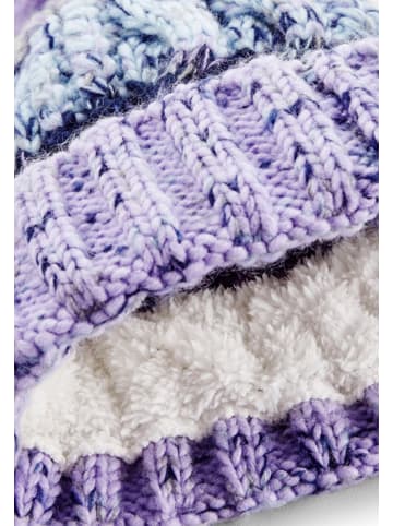 Yuhu Unisex Strickmütze mit Fleecefutter und Bommel für Damen & Herren in Flieder