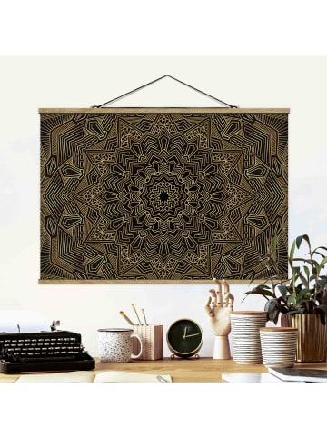 WALLART Stoffbild - Mandala Stern Muster gold schwarz in Gold