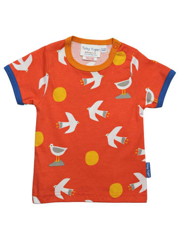 Toby Tiger T-Shirt mit Möwen Print in orange