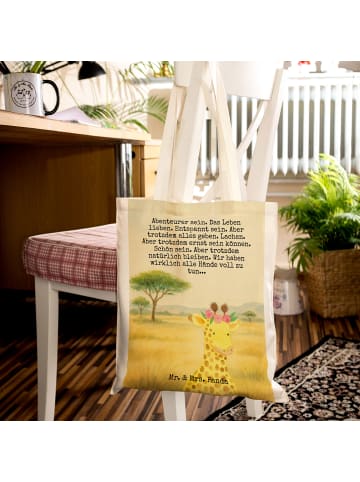 Mr. & Mrs. Panda Tote Bag Giraffe Blumenkranz Design mit Spruch in Weiß