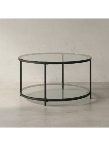 KADIMA DESIGN Couchtisch 80x80x45 cm Glas / Metall Wohnzimmertisch Rund Modern,