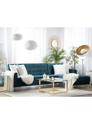 Beliani Ecksofa ABERDEEN in Grün/Gold - (W) 267 x (H) 83 x (L) 168 cm
