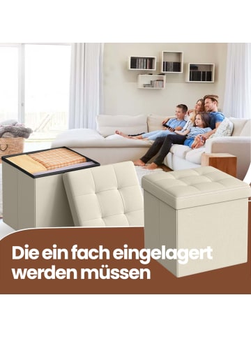 SONGMICS Sitzhocker Minota in Weiß - (B)30 x (H)30 x (T)30 cm