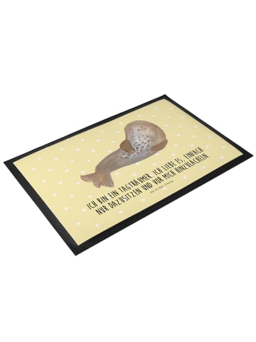 Mr. & Mrs. Panda Schmutzmatte Robbe Lachen mit Spruch in Gelb Pastell