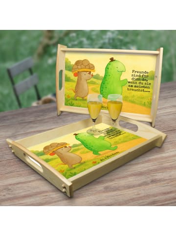 Mr. & Mrs. Panda Servier Tablett Schildkröte Maus Design mit Spruch in Weiß