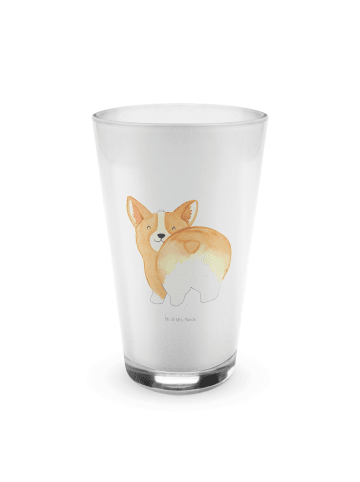 Mr. & Mrs. Panda Latte Macchiato Glas Corgi Po ohne Spruch in Transparent
