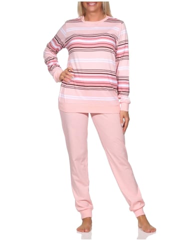 NORMANN langarm Schlafanzug Bündchen Streifen - 81576 in rosa