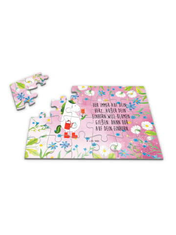 Mr. & Mrs. Panda Puzzle Einhorn Gärtner mit Spruch in Rot Pastell