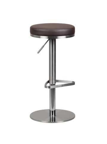 KADIMA DESIGN Barhocker ELBE | Höhenverstellbar, Gepolstert, Triangel-Fuß, 110kg in Braun