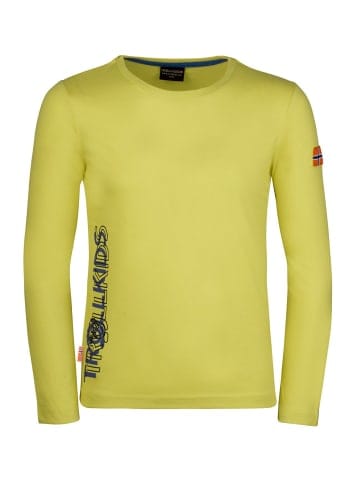 Trollkids Longsleeve "Stavanger" in Haselnussgelb/Leuchtendes Blau