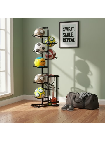 relaxdays Ballständer in Schwarz - (B)58 x (H)146 x (T)23,5 cm