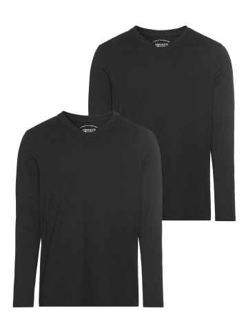 Man's World Langarmshirt in schwarz-schwarz