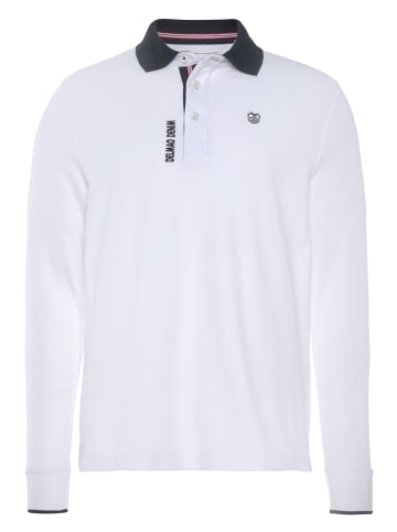 Delmao Langarm-Poloshirt in weiss
