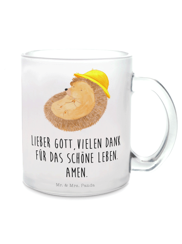 Mr. & Mrs. Panda Teeglas Igel Beten mit Spruch in Transparent