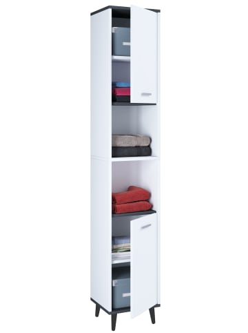 VCM  Holz Badmöbel Bad Hochschrank Badschrank Landos in Weiß / Anthrazit