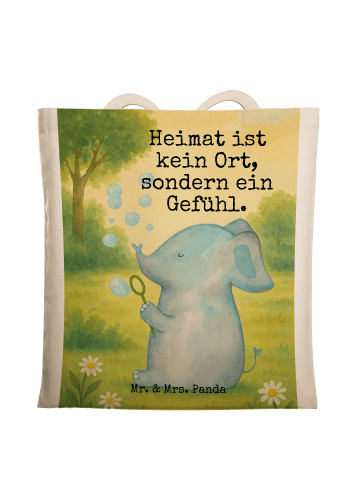 Mr. & Mrs. Panda Tote Bag Elefant Seifenblasen Design mit Spruch in Weiß