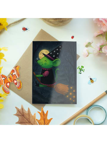 Mr. & Mrs. Panda Grußkarte Hexe Fliegt Design ohne Spruch in Weiß