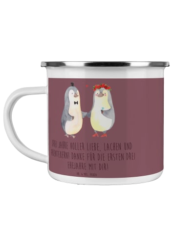 Mr. & Mrs. Panda Emaille Tasse 3. Hochzeitstag Lederhochzeit mit... in Kaffa Coffee