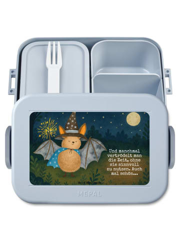 Mr. & Mrs. Panda Bentobox Fledermaus Zauberer Design mit Spruch in Blau Pastell