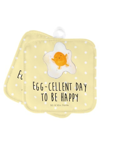Mr. & Mrs. Panda Topfhandschuhe Spiegelei Ei mit Spruch in Gelb Pastell