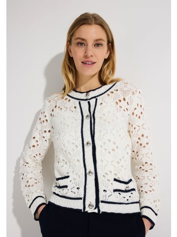 More & More feminine Lochmuster-Strickjacke in offwhite